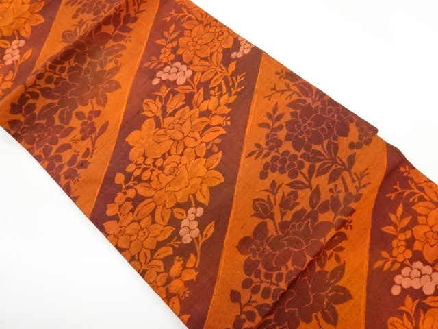 JAPANESE NAGOYA OBI / TSUMUGI / WOVEN FLOWERS